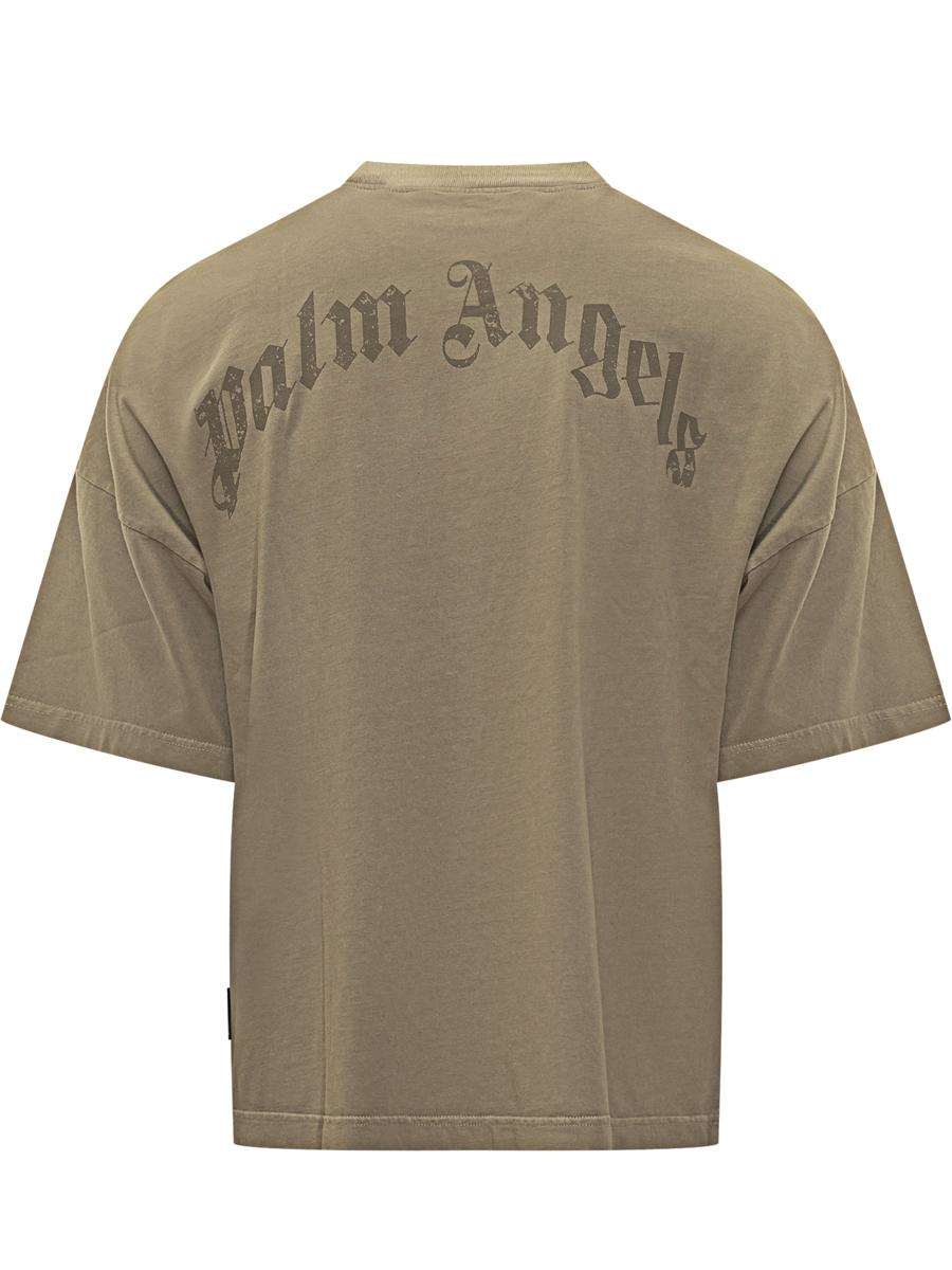 Palm Angels Palm Angels Grön t-shirt med logotyp och halsringning