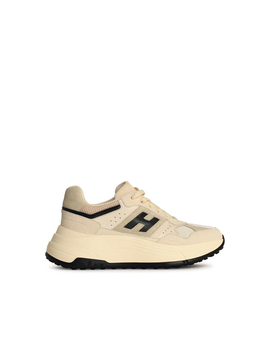 Hogan 'H669' krämfärgade sneakers i läderblandning
