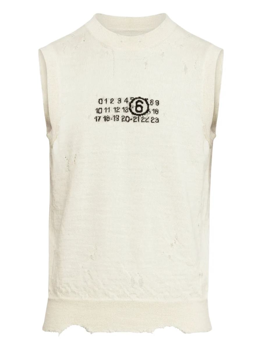MM6 Maison Margiela Ärmlös Topp Med En Sliten Look
