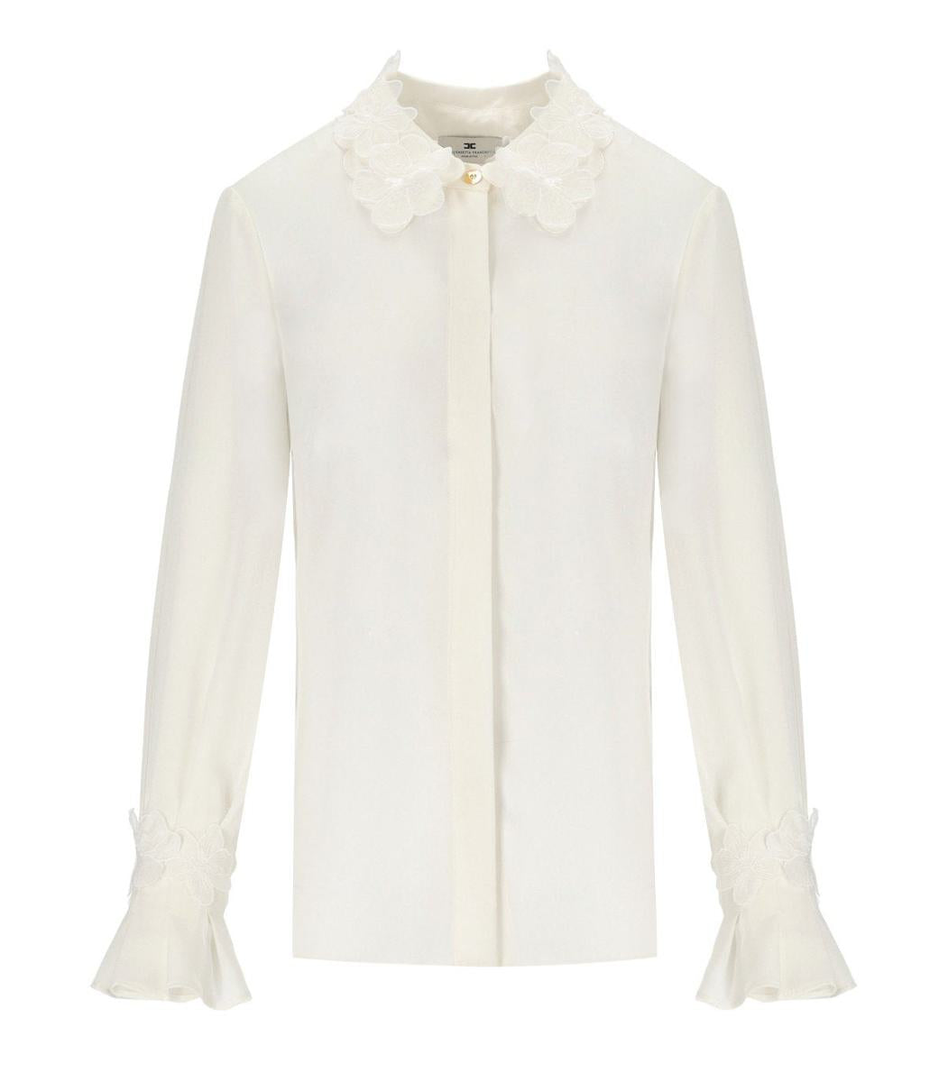 Elisabetta Franchi Ivory Georgette skjorta