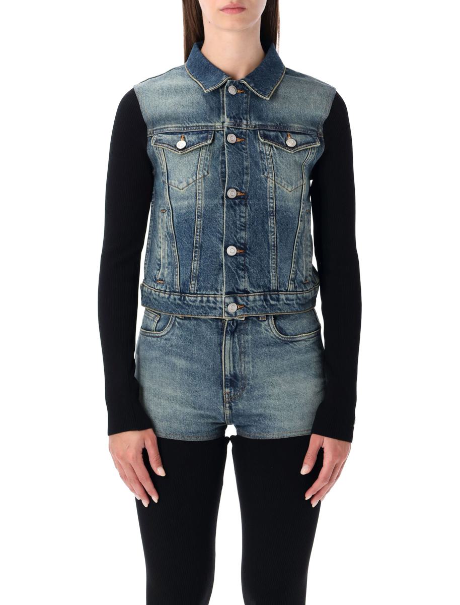 Coperni Hybrid Rib Knit And Denim Trompe-L'Œil Jacka