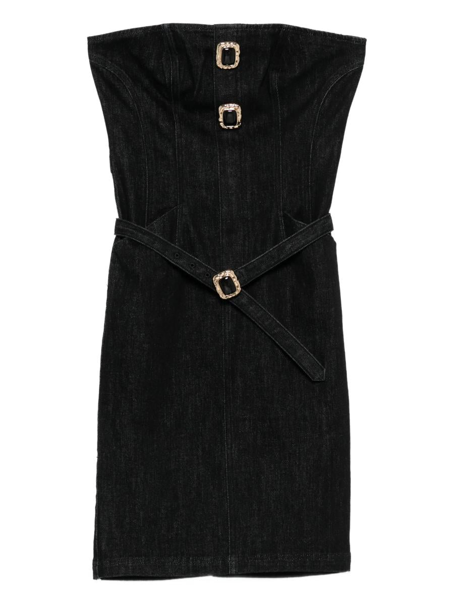 Självporträtt Svart Denim Bandeau Midiklänning Kläder