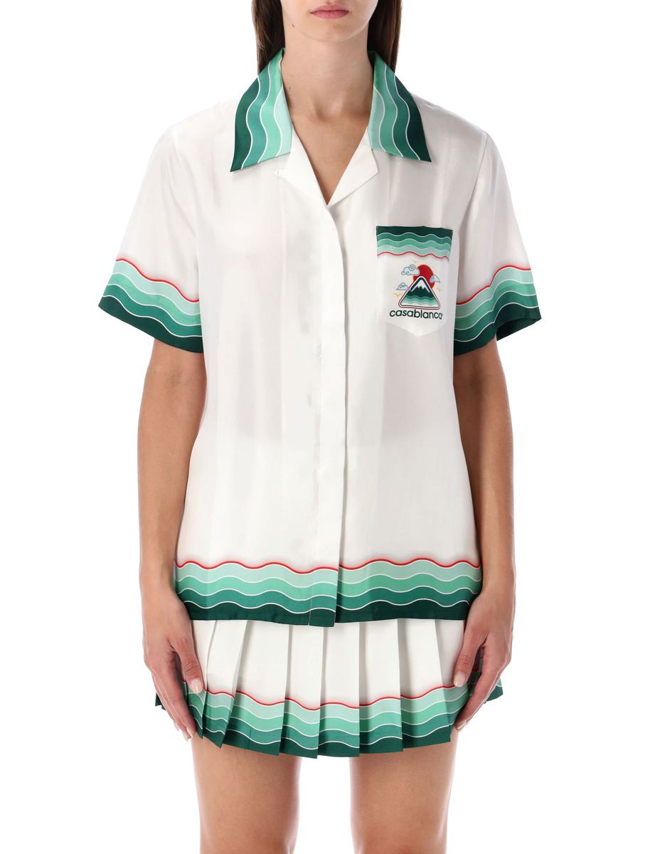 Casablanca Multicolour Montagne Ondulée Kortärmad Silk Skjorta