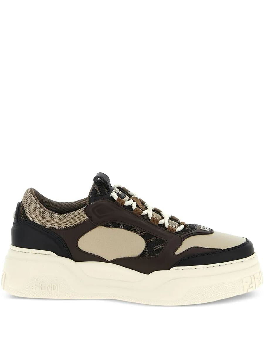 Fendi Force Lädersneakers Med Ff Jacquard Och Meshdetaljer Skor