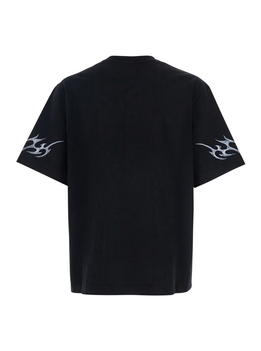 T-shirt med tryck och överdimensionerad blad
