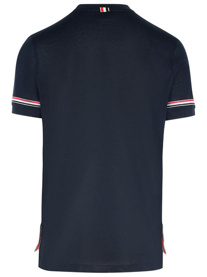 Thom Browne 'Cuff' Marinblå Bomulls-T-shirt