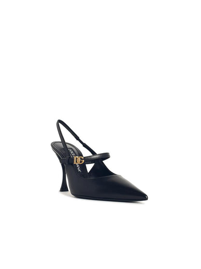 Dolce &amp; Gabbana svarta läderslingbacks