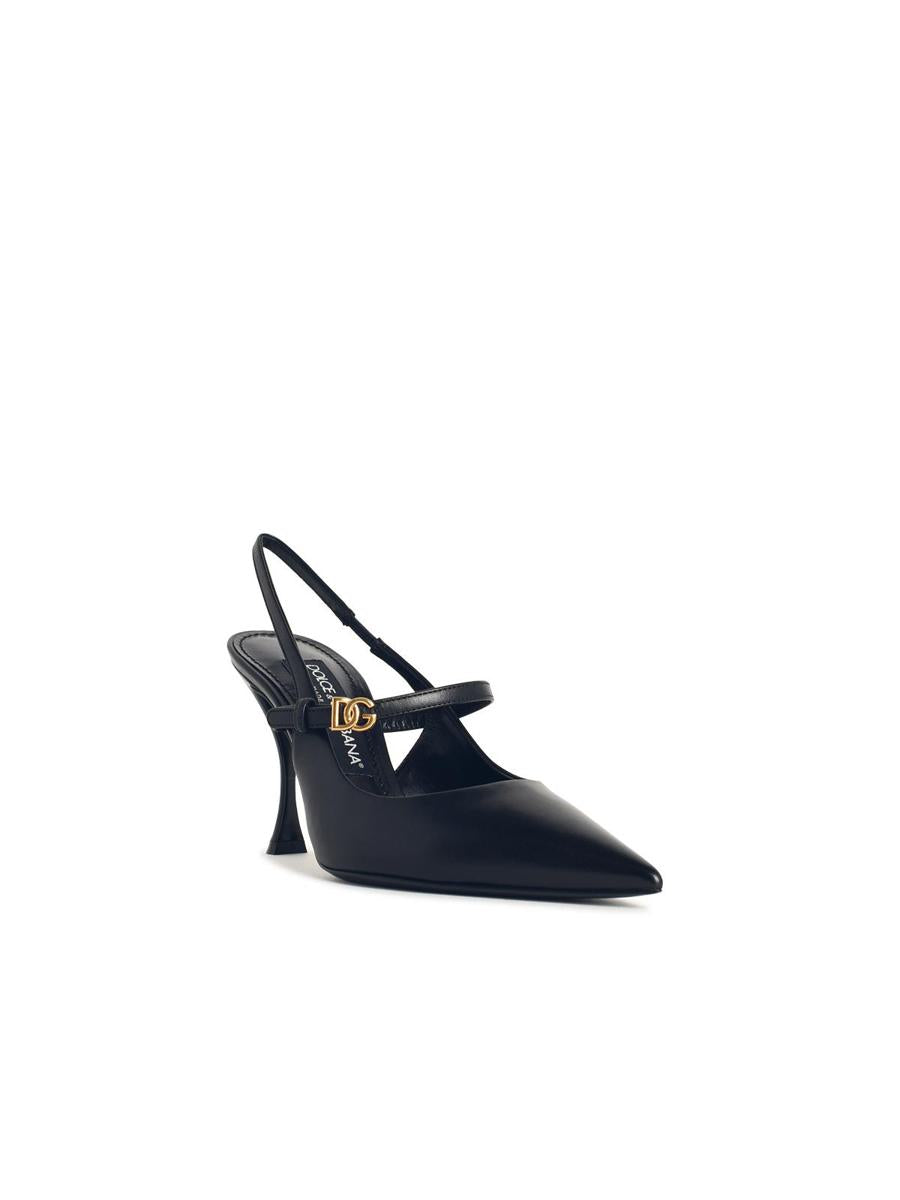 Dolce &amp; Gabbana svarta läderslingbacks