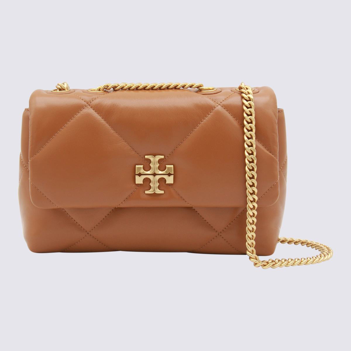 Tory Burch brun läderaxelväska