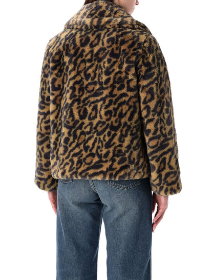 APC Leopardmönstrad Johanna-kappa i fuskpäls