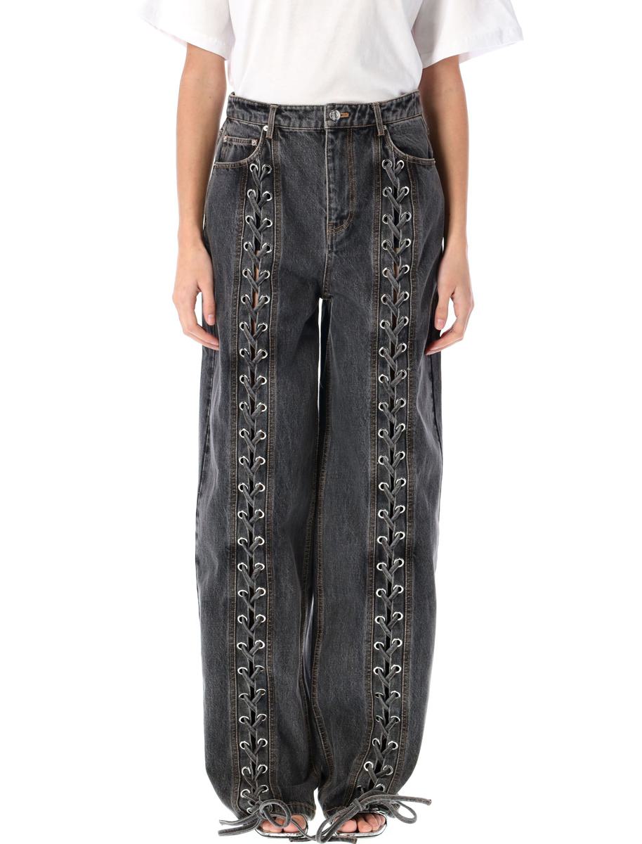 Rotate Birger Christensen Denim Snörade Benbyxor