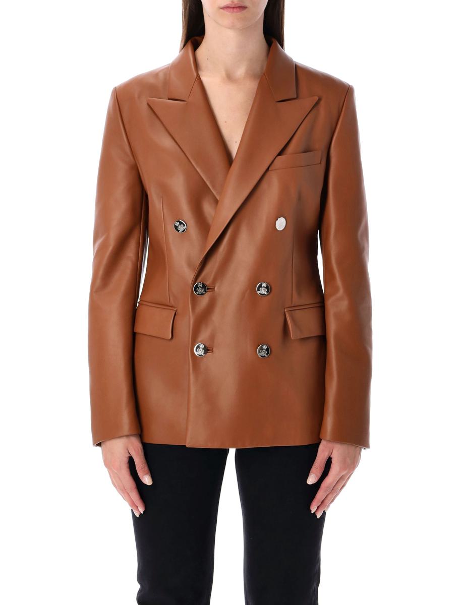 Ralph Lauren Brun Läderkavaj med Dubbelknäppning