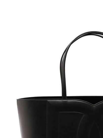 'Dg Logo' svart mellanstor shopper i läder för kvinnor