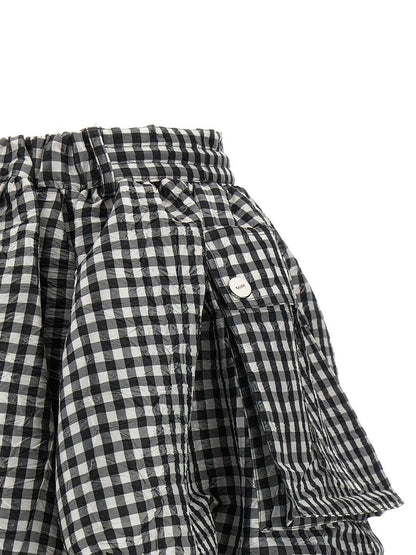 Ganni 'Crinkled Check Mini Bubble' Kjol