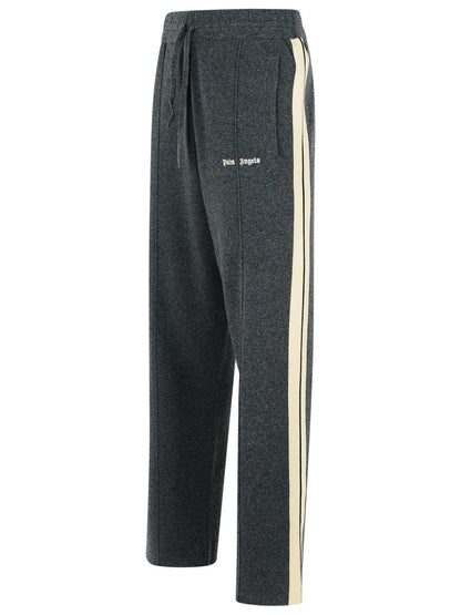 Palm Angels Mörkgrå ullblandade byxor