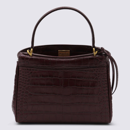Balenciaga mörkröd läder Rodeo miniväska med topphandtag