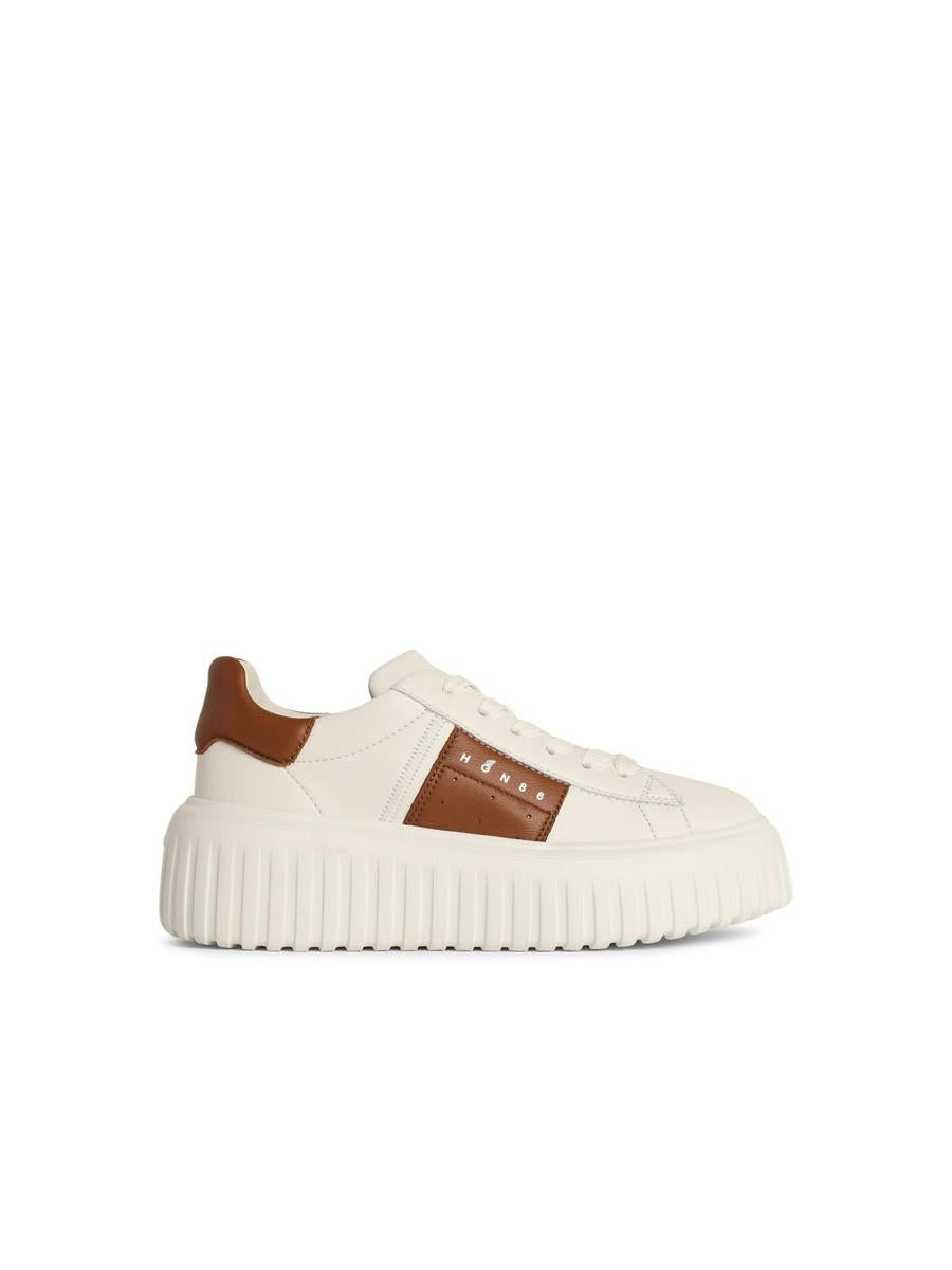 Hogan 'H Stripes' Elfenbensvita Lädersneakers