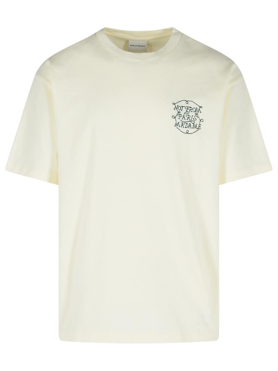 Drôle De Monsieur T-shirt i kräm bomull