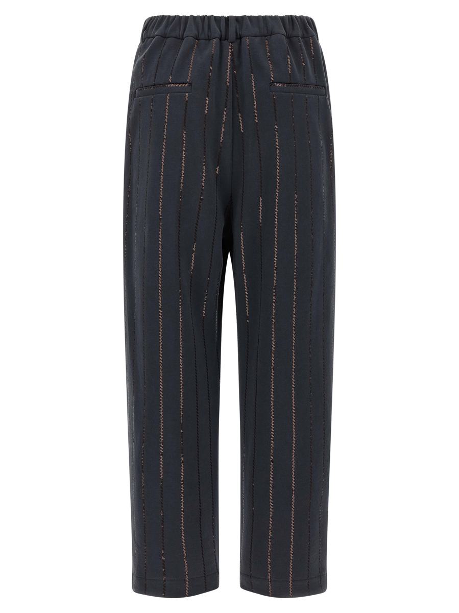 Brunello Cucinelli 'Dazzling Chalk Randig Broderi' Joggingbyxor