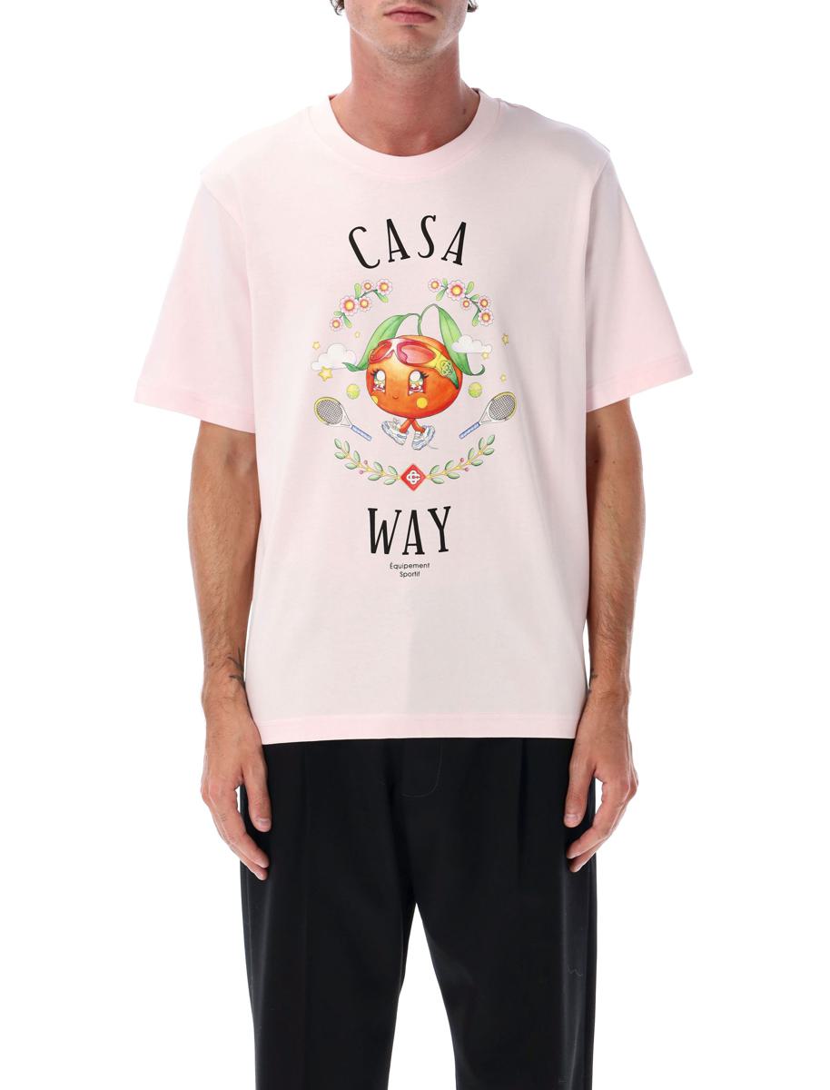 Casablanca ljusrosa Casa Way orange maskot t-shirt