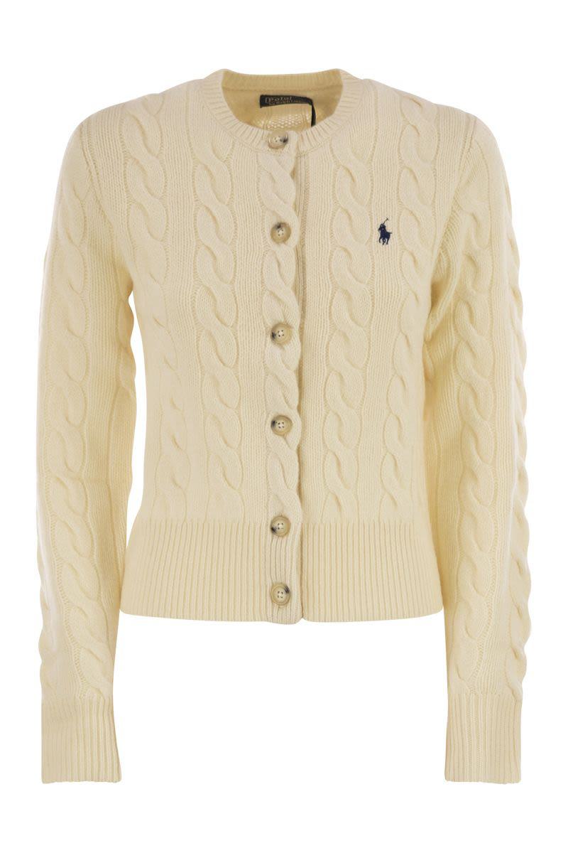 Polo Ralph Lauren ull- och kashmirstickad kofta med kabelstickning
