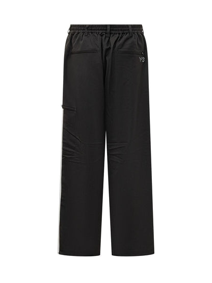 Y-3 Adidas Svarta Baggy Byxor Med Sidoband Y-3