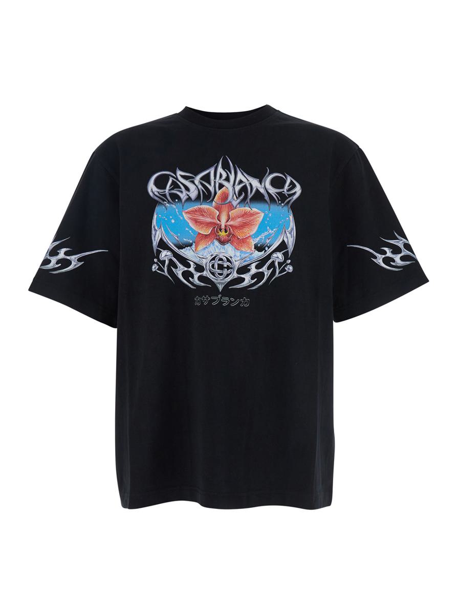 T-shirt med tryck och överdimensionerad blad