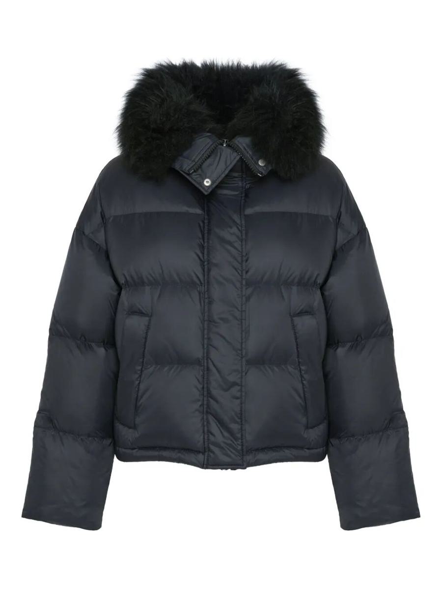 Yves Salomon Doushort Dunjacka Fluffig Lammulls Trimdoune 60Cm Kläder
