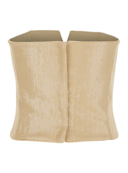 Beige Bustier-topp med paljettmönster i tyg för kvinna