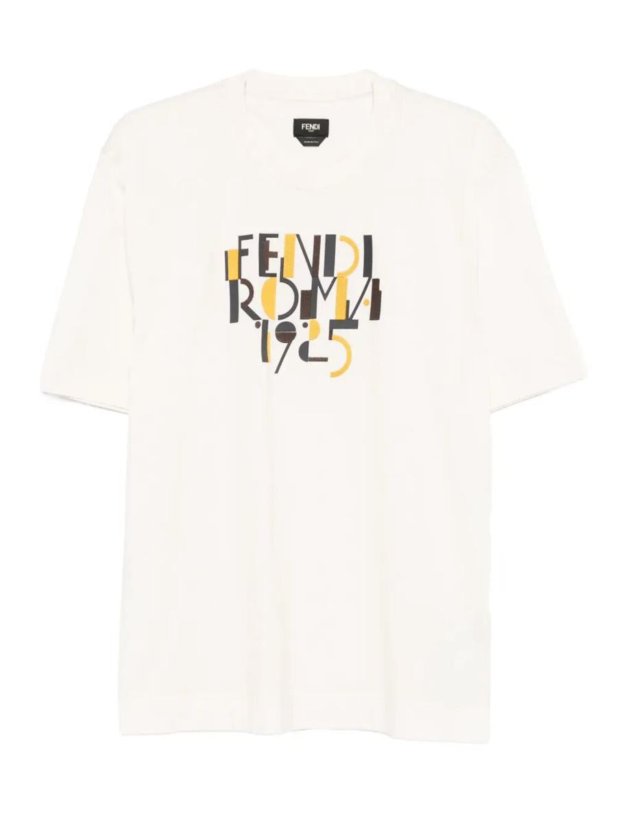 Fendi Roma 1925 Tryckt Bomulls-T-shirt Kläder