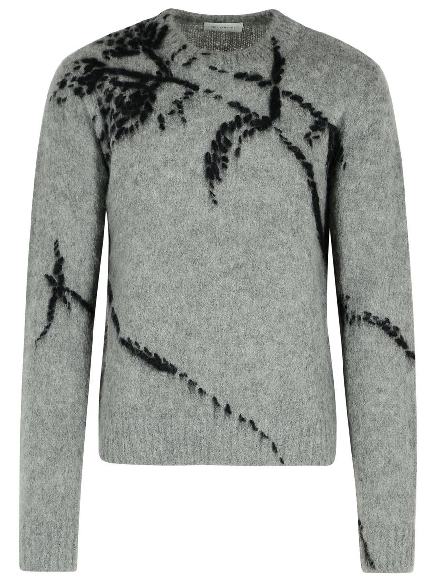 Dries Van Noten grå ullblandningströja