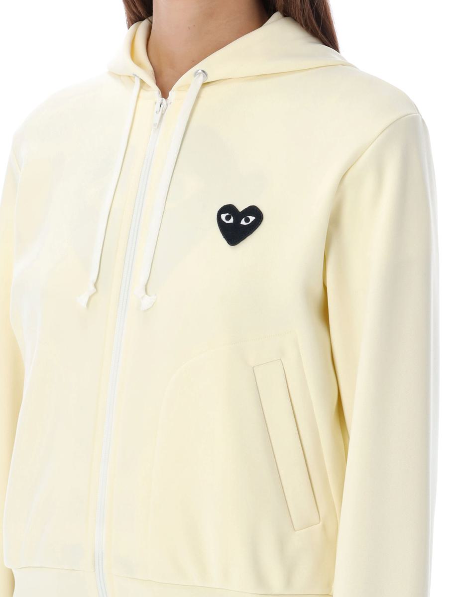 Comme Des Garçons Play Svart Hjärtformad Huvtröja med Dragkedja
