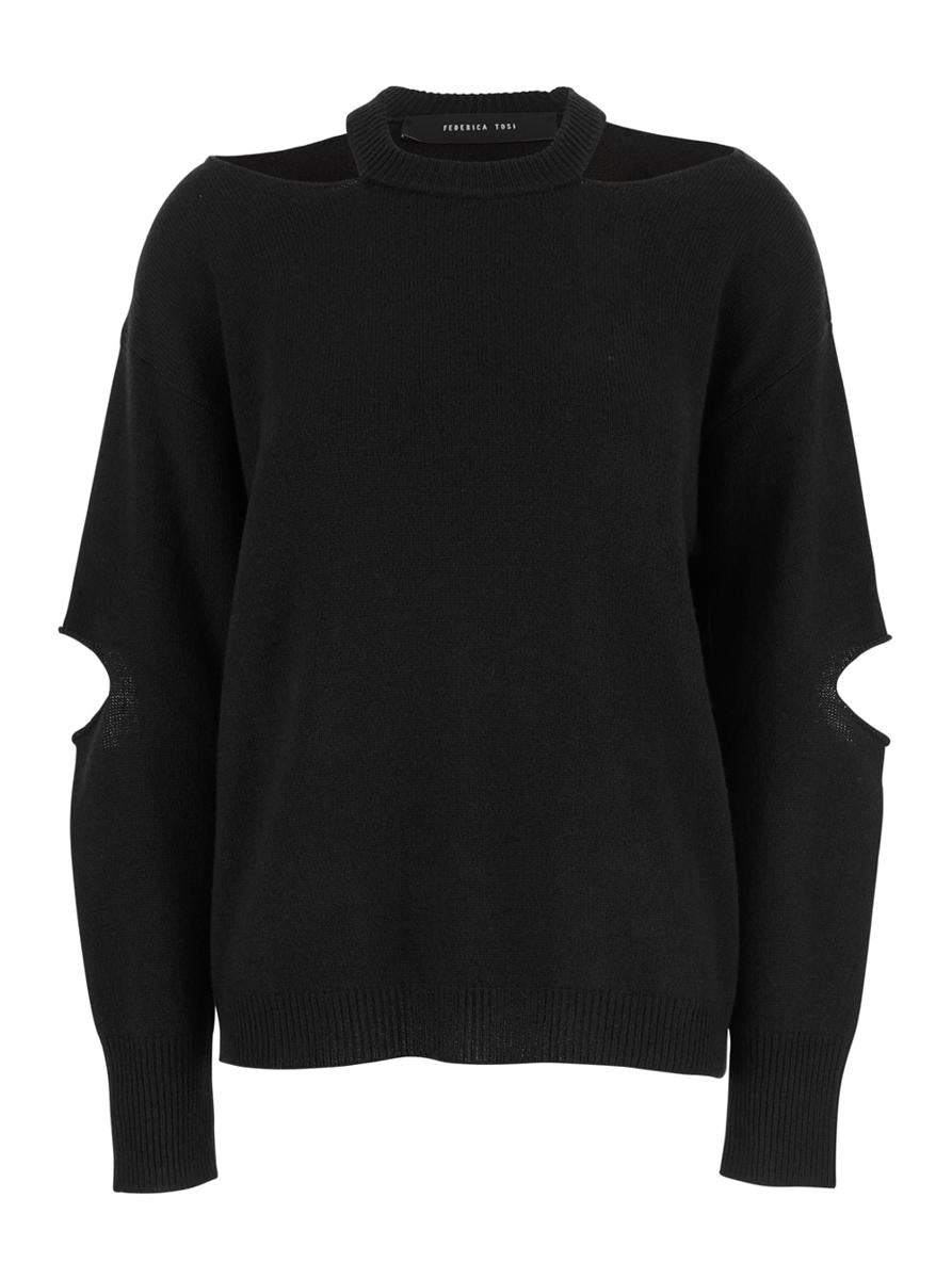 Maglia Misto Cashmere Cut Girocollo