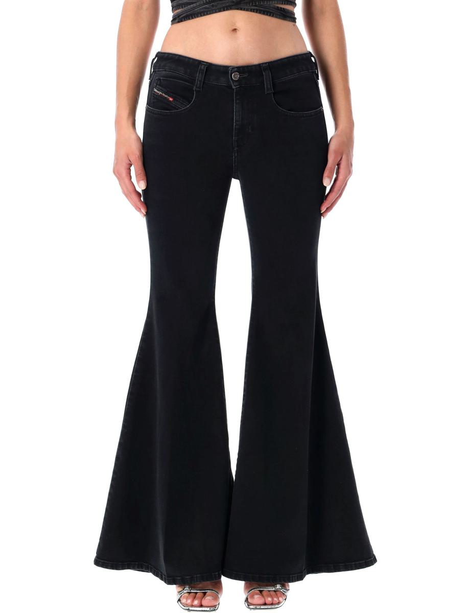 Diesel Svarta Lågmidjade Utsvängda Jeans 1970 D-Bleess