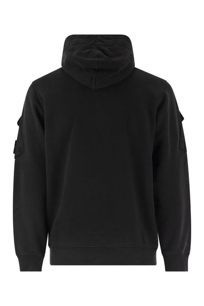 Stone Island Hoodie med dragkedja och ärmfickor