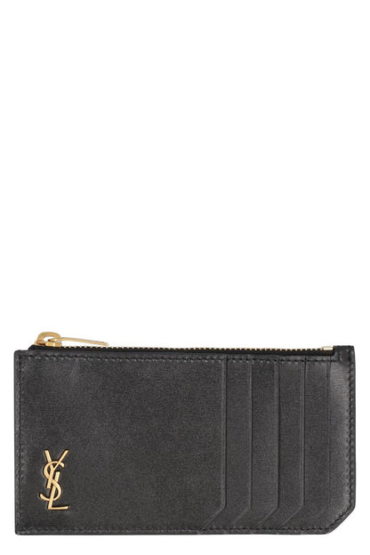 Saint Laurent Fragments Liten Cassandre Korthållare i Slät Läder