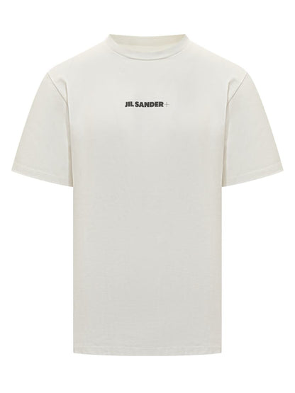 Jil Sander Vit T-shirt Med Minimalistisk Jil Sander-Logotyp