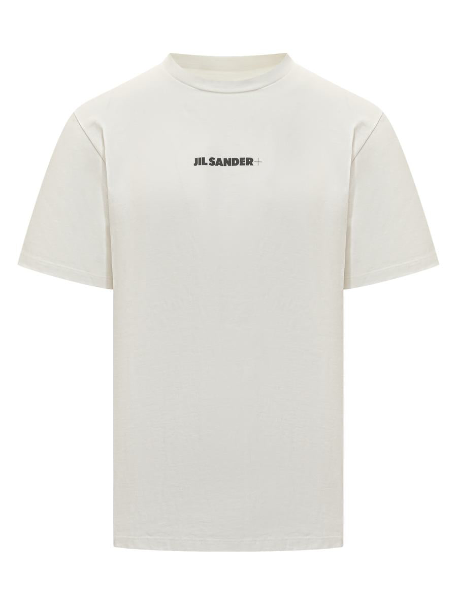 Jil Sander Vit T-shirt Med Minimalistisk Jil Sander-Logotyp
