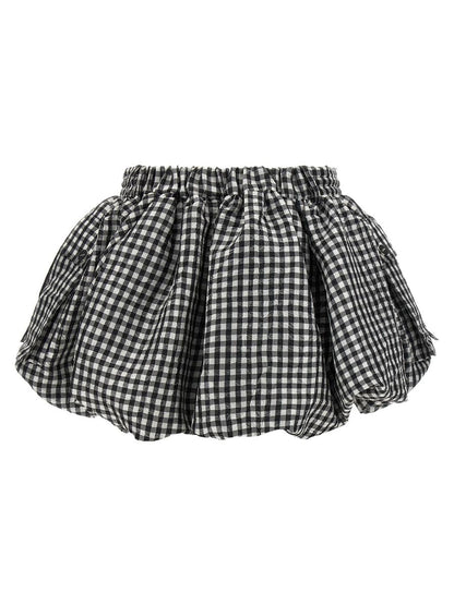 Ganni 'Crinkled Check Mini Bubble' Kjol