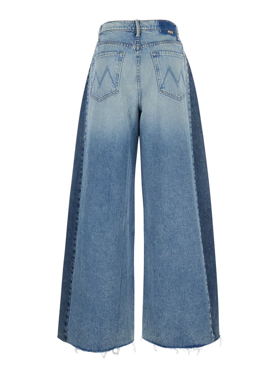 Blå femfickesjeans med lapptäcksmönster i denim för kvinnor
