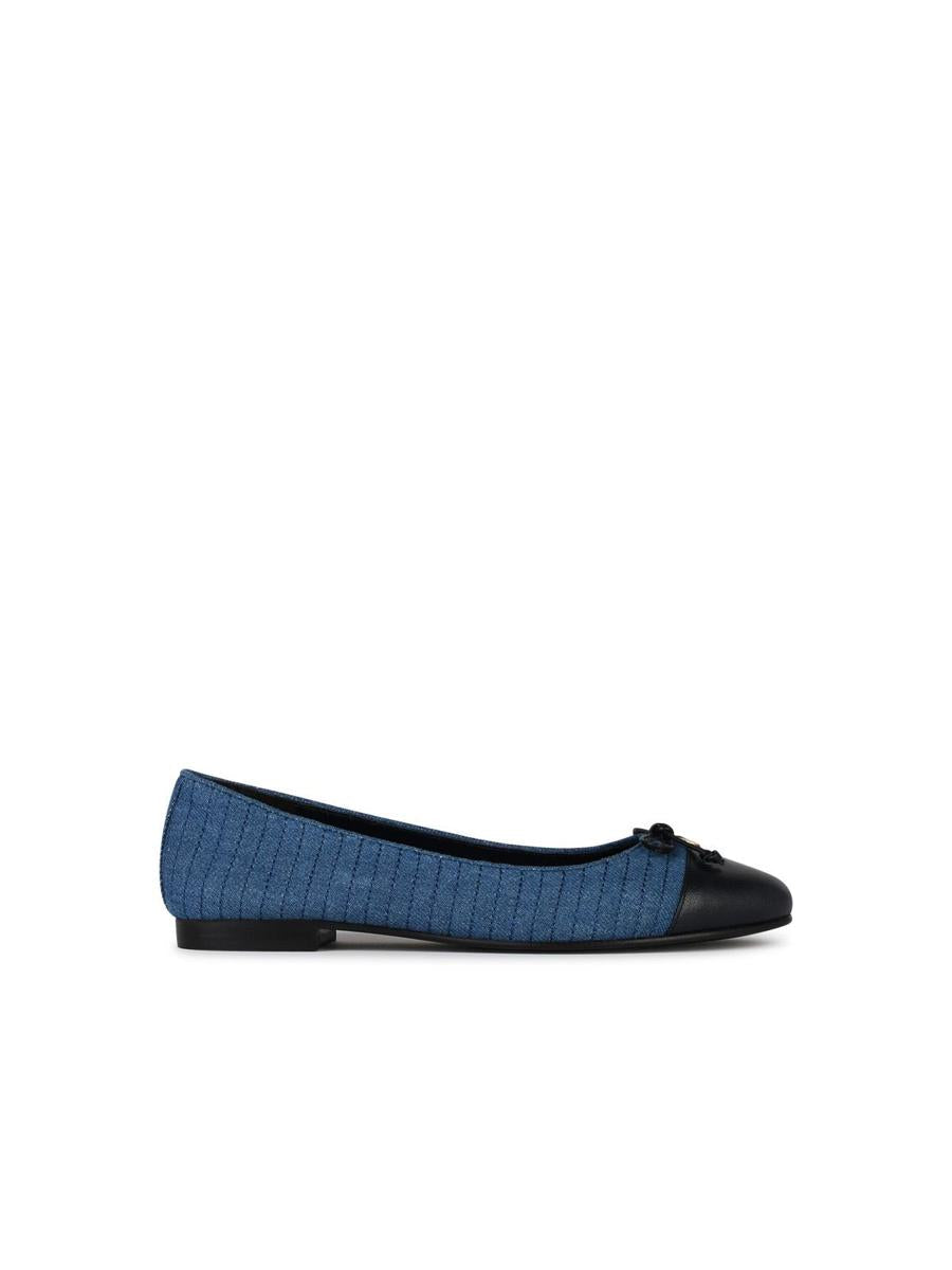Tory Burch 'Matelassé' ballerinaskor i blå denimblandning