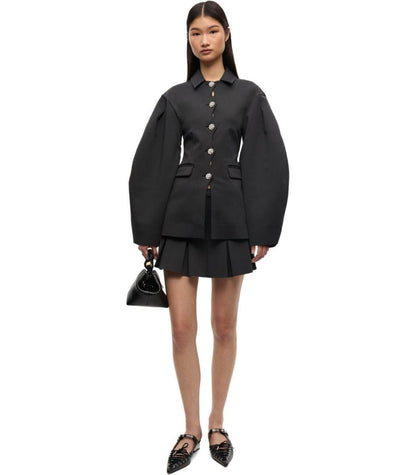 Ganni Svart Plisserad Minikjol