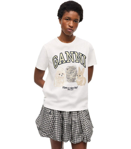 Ganni Animals Vit T-shirt