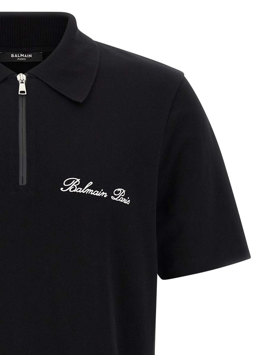 Balmain-pikétröja med broderi och logotyp
