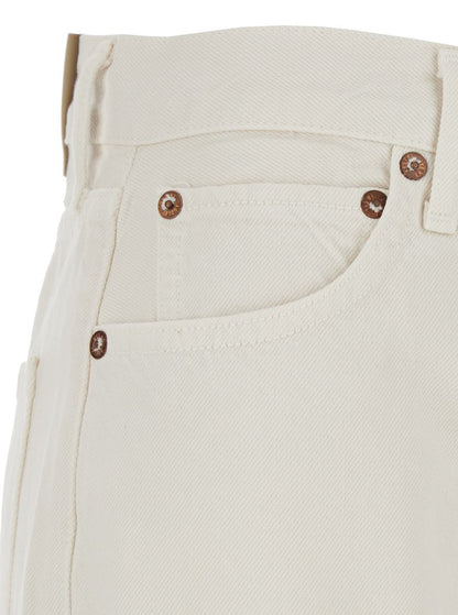 Vita jeans med fem fickor och logotypmärke baktill från 90-talet i denim från kvinnan