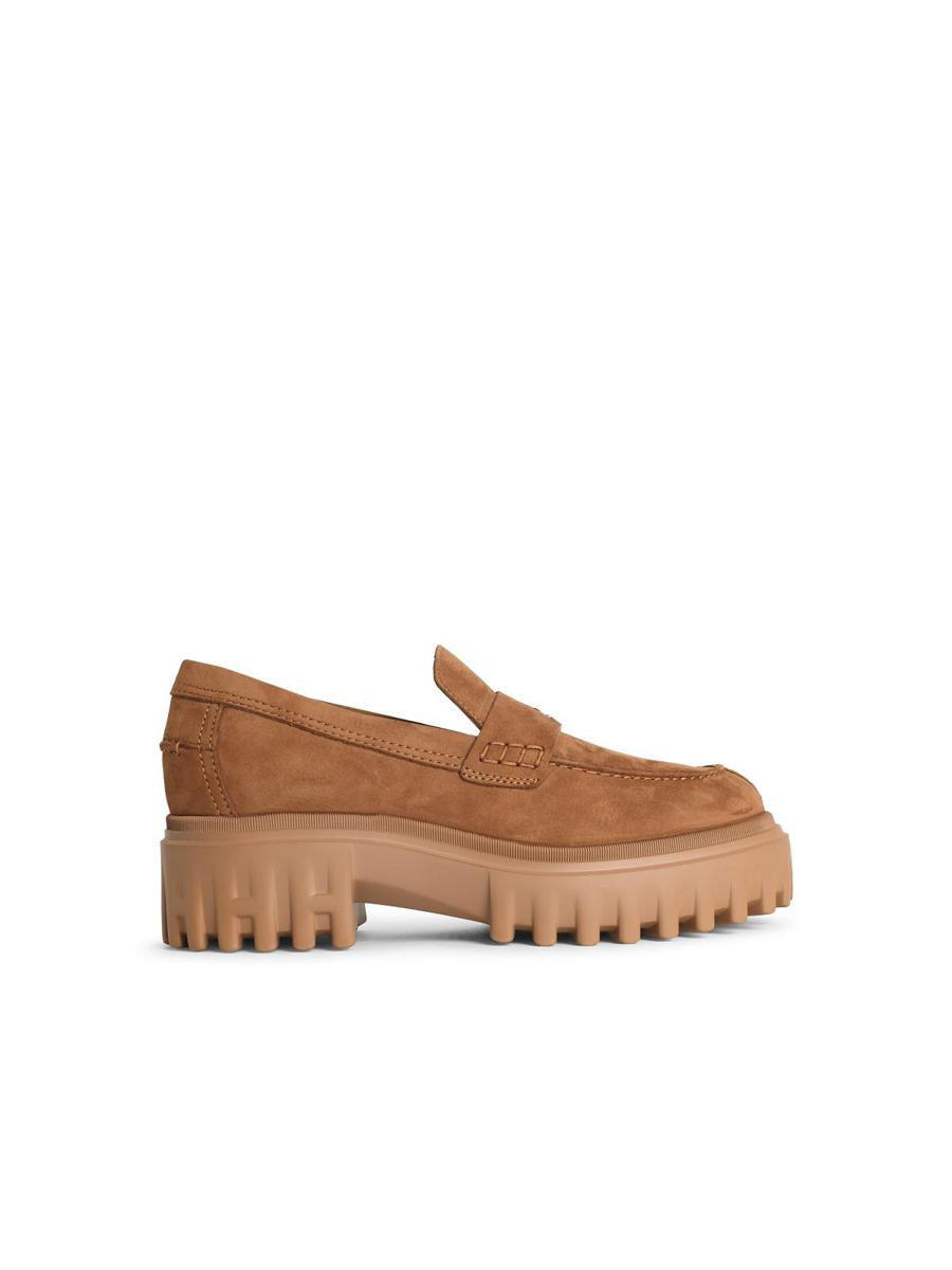 Hogan 'H700' Kamelfärgade Mocka Loafers