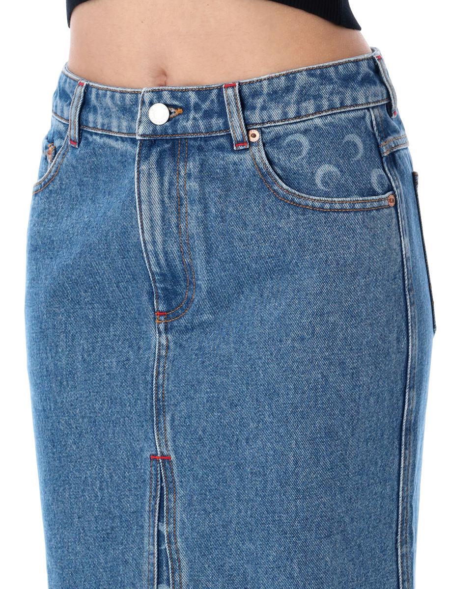 Marine Serre Moon Laser Denim Lång Kjol