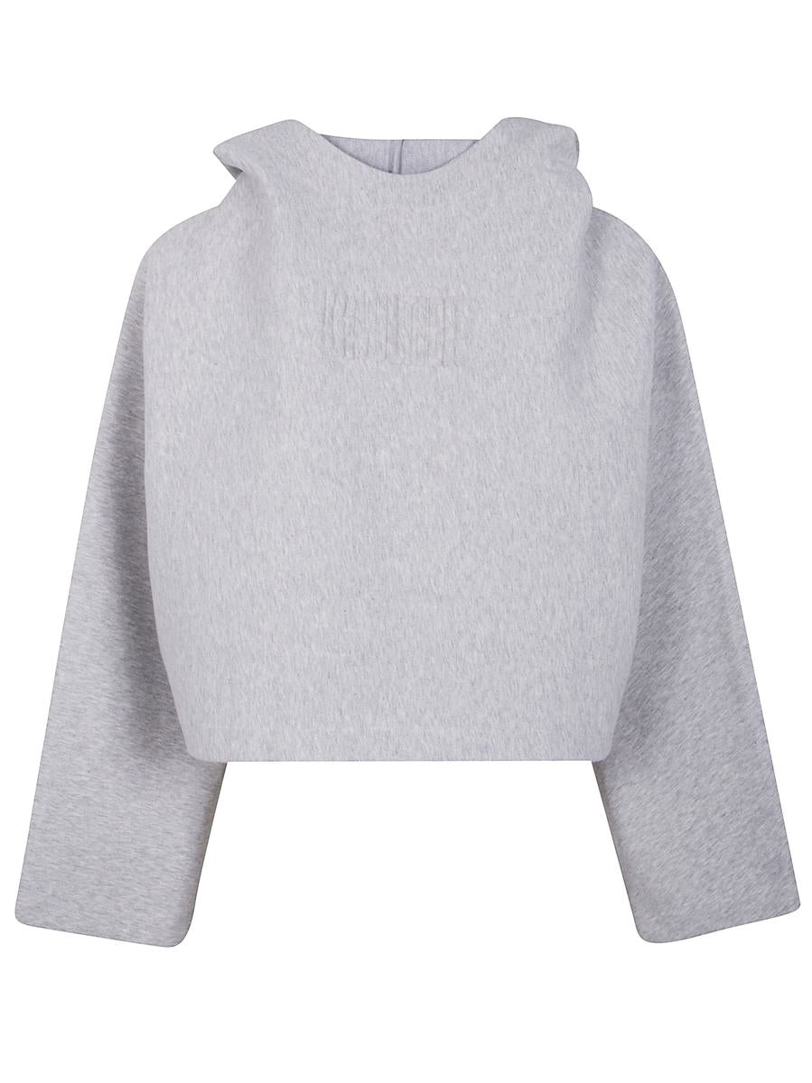 Jean Paul Gaultier – Hoodie i bomull med korta fladdermusärmar och präglad text från Jean Paul Gaultier