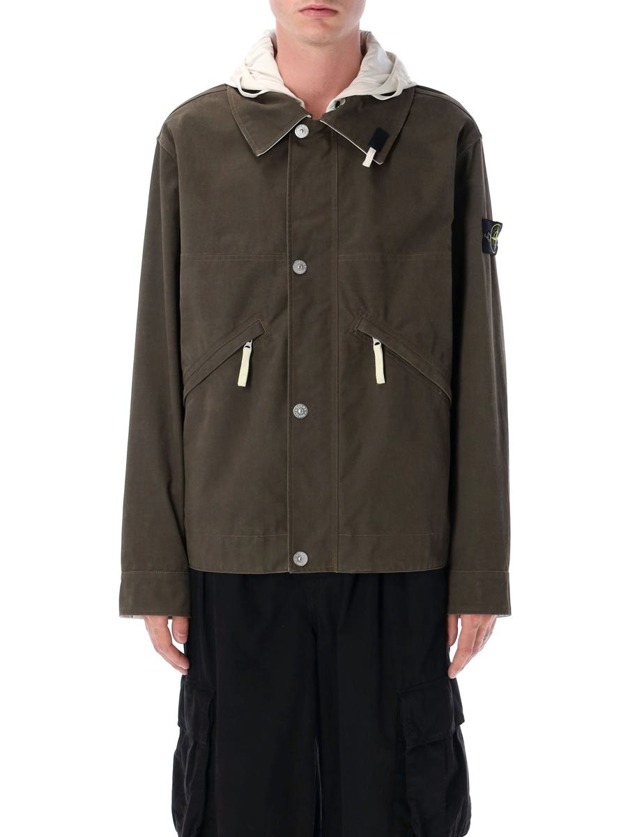 Stone Island kort parkas med huva