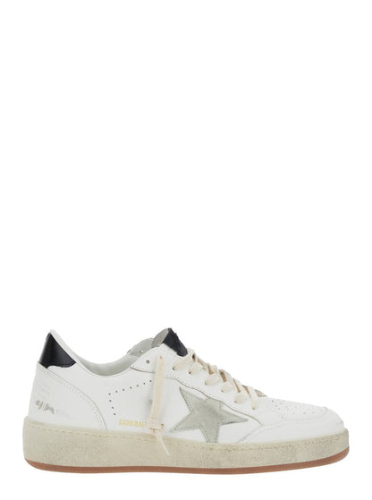 'Ballstar 2' Vita låga sneakers med stjärnmärke på sidan och laminerad klack i läder för män